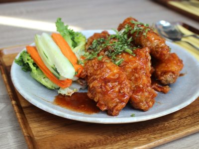 cooked food on white ceramic plate